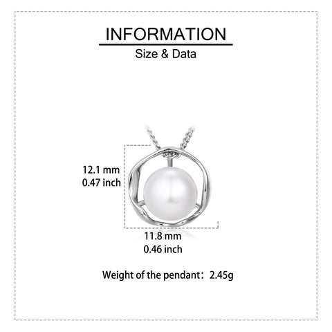 925 Sterling Silver Elegant Pearl Necklace With Silver Chain And Modern Circular Pendant Design