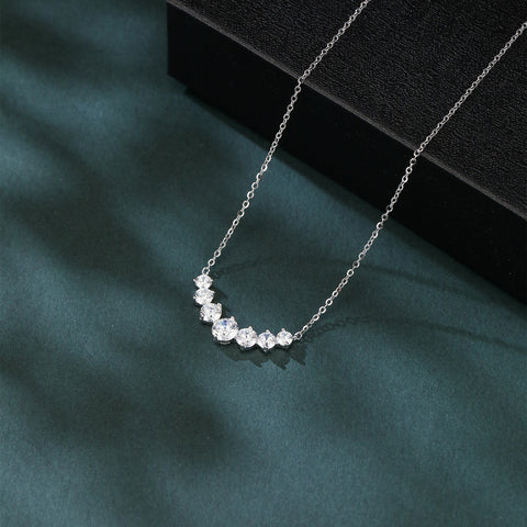 925 Sterling Silver Elegant Zircon Necklace With Classic Curved Design