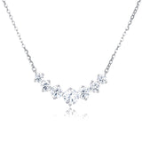 925 Sterling Silver Elegant Zircon Necklace With Classic Curved Design
