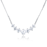 925 Sterling Silver Elegant Zircon Necklace With Classic Curved Design