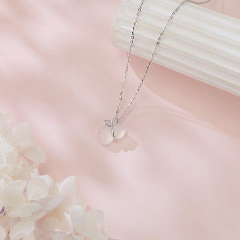 925 Sterling Silver Elegant Gourd Pendant Necklace, Inlaid with Zircon