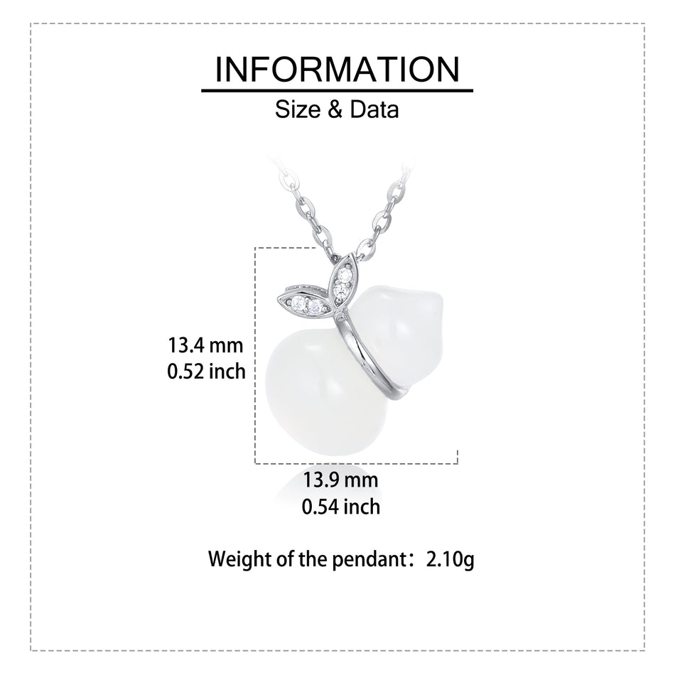 925 Sterling Silver Elegant Gourd Pendant Necklace, Inlaid with Zircon