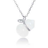925 Sterling Silver Elegant Gourd Pendant Necklace, Inlaid with Zircon