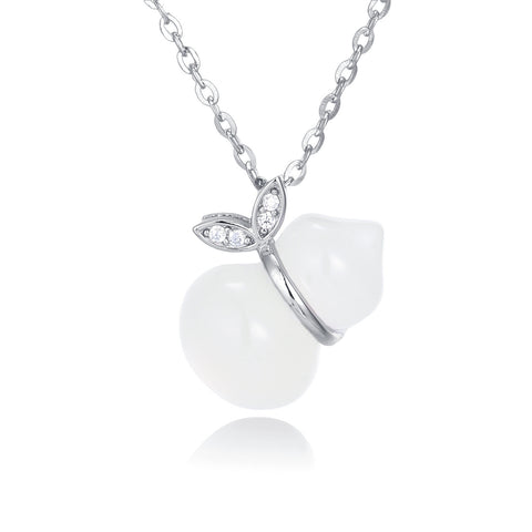 925 Sterling Silver Elegant Gourd Pendant Necklace, Inlaid with Zircon