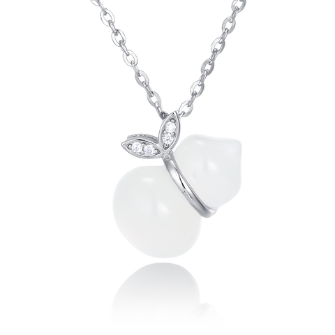 925 Sterling Silver Elegant Gourd Pendant Necklace, Inlaid with Zircon