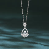 925 Sterling Silver Elegant Pear-shaped Zircon Pendant Necklace In Plated with White Gold