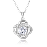 925 Sterling Silver Elegant Silver Interlocking Circles Zircon Pendant Necklace – Timeless Luxury Jewelry