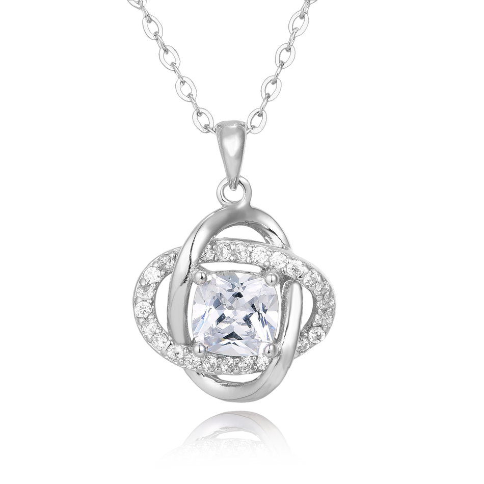 925 Sterling Silver Elegant Silver Interlocking Circles Zircon Pendant Necklace – Timeless Luxury Jewelry