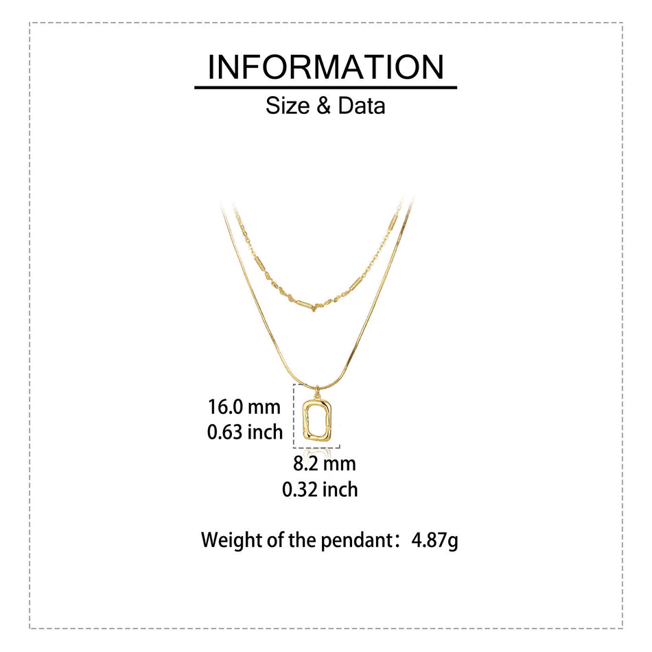 925 Sterling Silver Elegant Plated With Gold Necklace Set With Chain And Rectangular Pendant