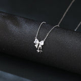 925 Sterling Silver Zircon Heart Bow Necklace With Starfish Charm – Elegant Coastal Luxury