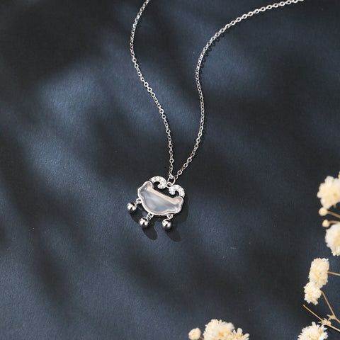 925 Sterling Silver Elegant Silver Cloud Pendant Necklace With Zircon Accents And Dangling Spheres