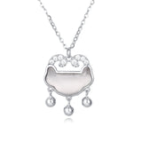 925 Sterling Silver Elegant Silver Cloud Pendant Necklace With Zircon Accents And Dangling Spheres