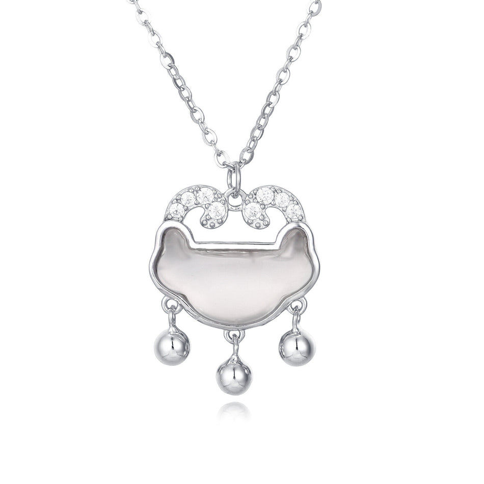 925 Sterling Silver Elegant Silver Cloud Pendant Necklace With Zircon Accents And Dangling Spheres