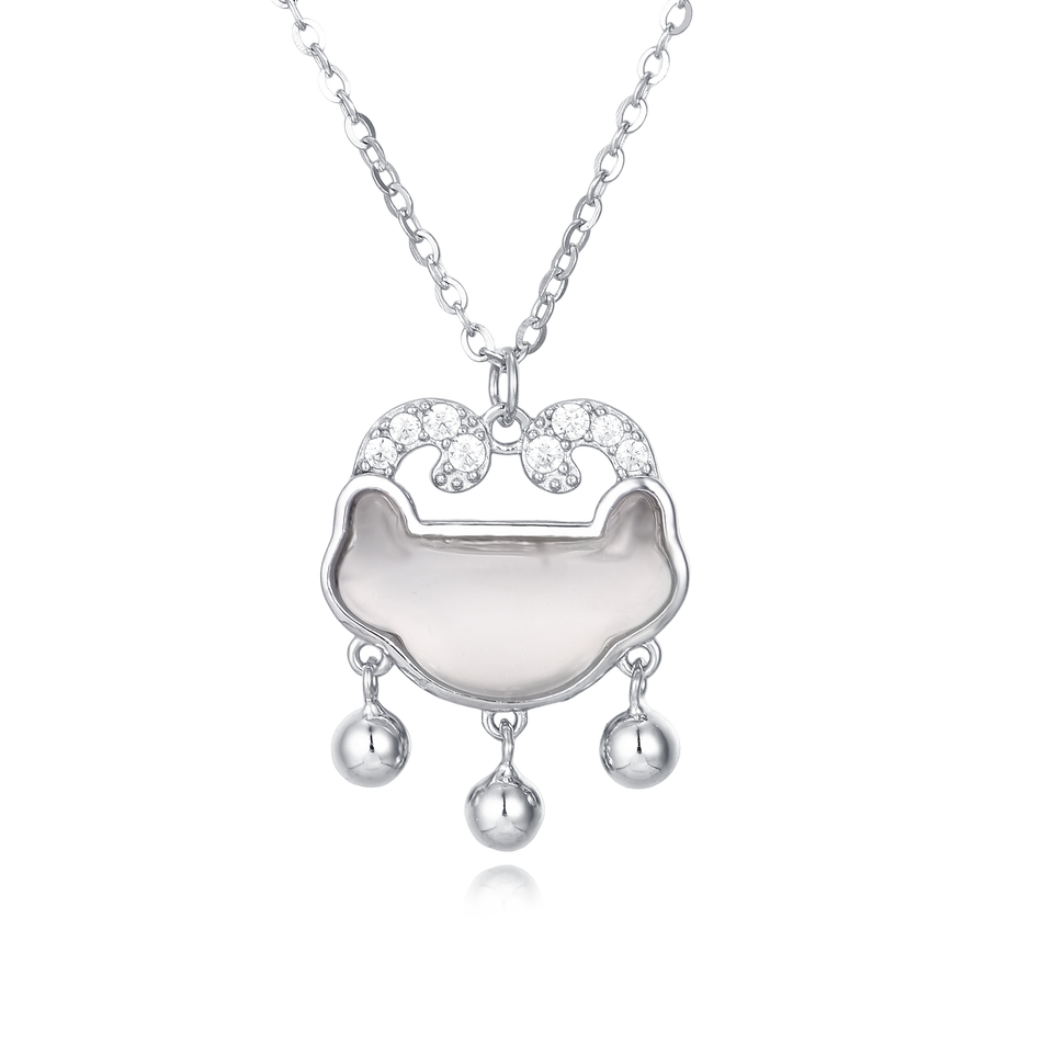 925 Sterling Silver Elegant Silver Cloud Pendant Necklace With Zircon Accents And Dangling Spheres