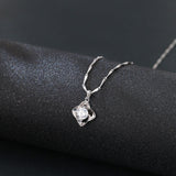 925 Sterling Silver Elegant Silver Necklace With Four-leaf Clover Design And Sparkling Zircon Pendant