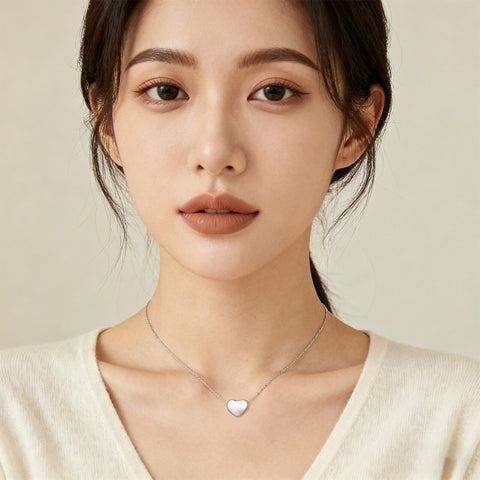 925 Sterling Silver Classic Silver Heart Pendant Necklace