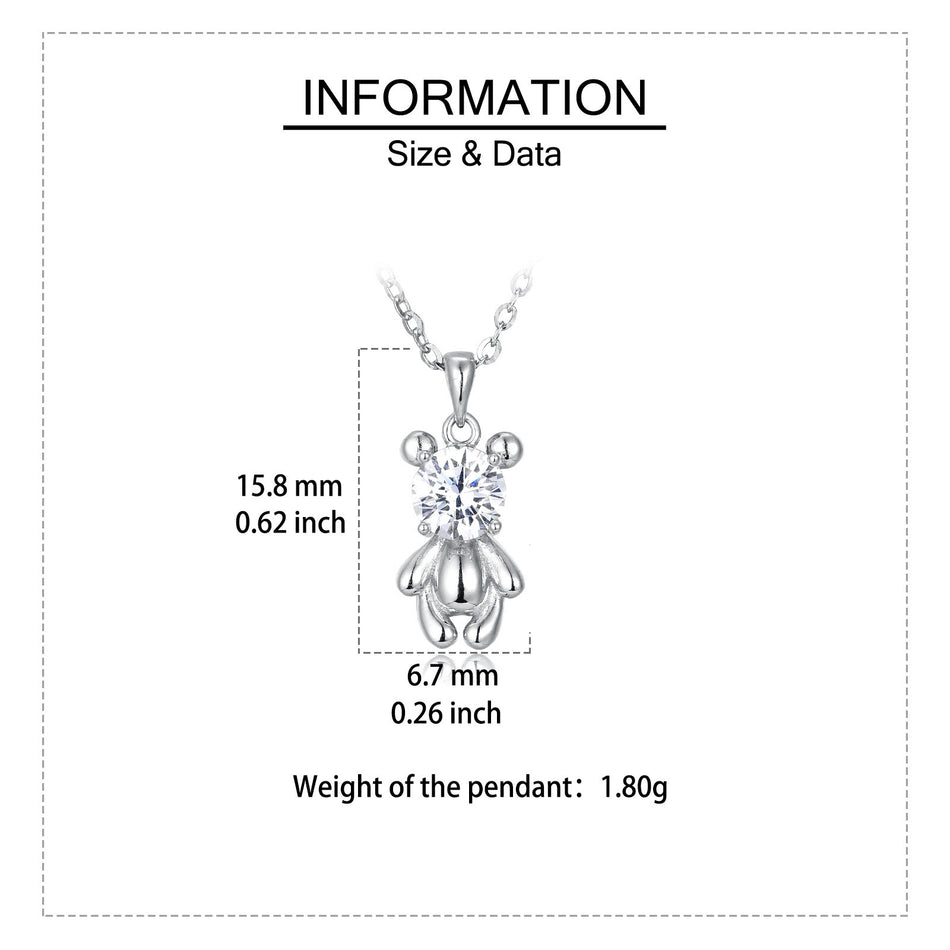 925 Sterling Silver Elegant Bear Pendant Necklace with Sterling Silver Chain