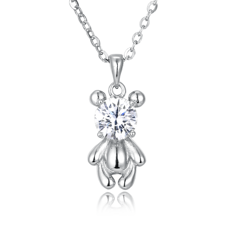 925 Sterling Silver Elegant Bear Pendant Necklace with Sterling Silver Chain