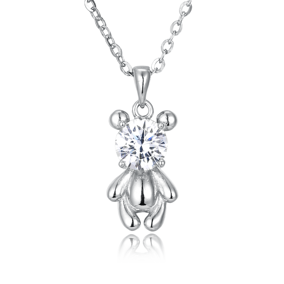 925 Sterling Silver Elegant Bear Pendant Necklace with Sterling Silver Chain
