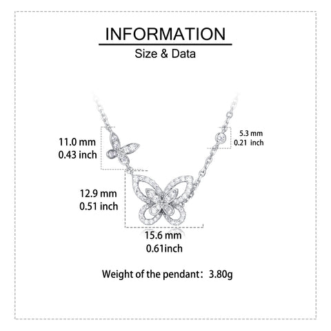 925 Sterling Silver Sparkling Zircon Butterfly Pendant Necklace