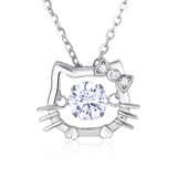 925 Sterling Silver Elegant Zircon Cat Pendant Necklace