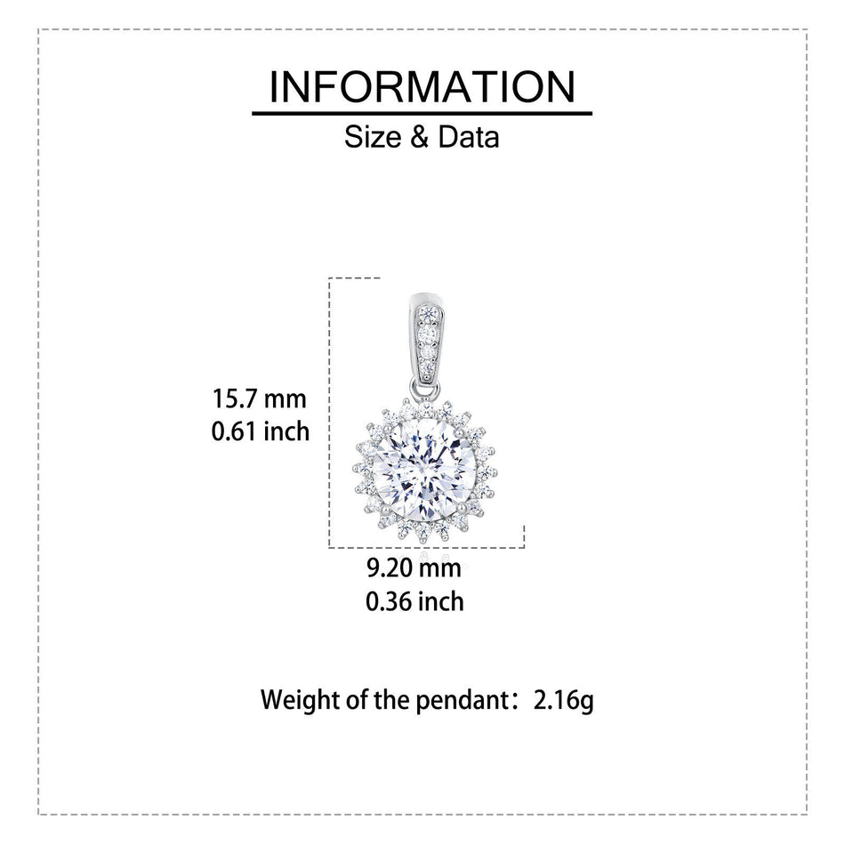 925 Sterling Silver Elegant Zircon Halo Pendant Necklace With Cascading Brilliance