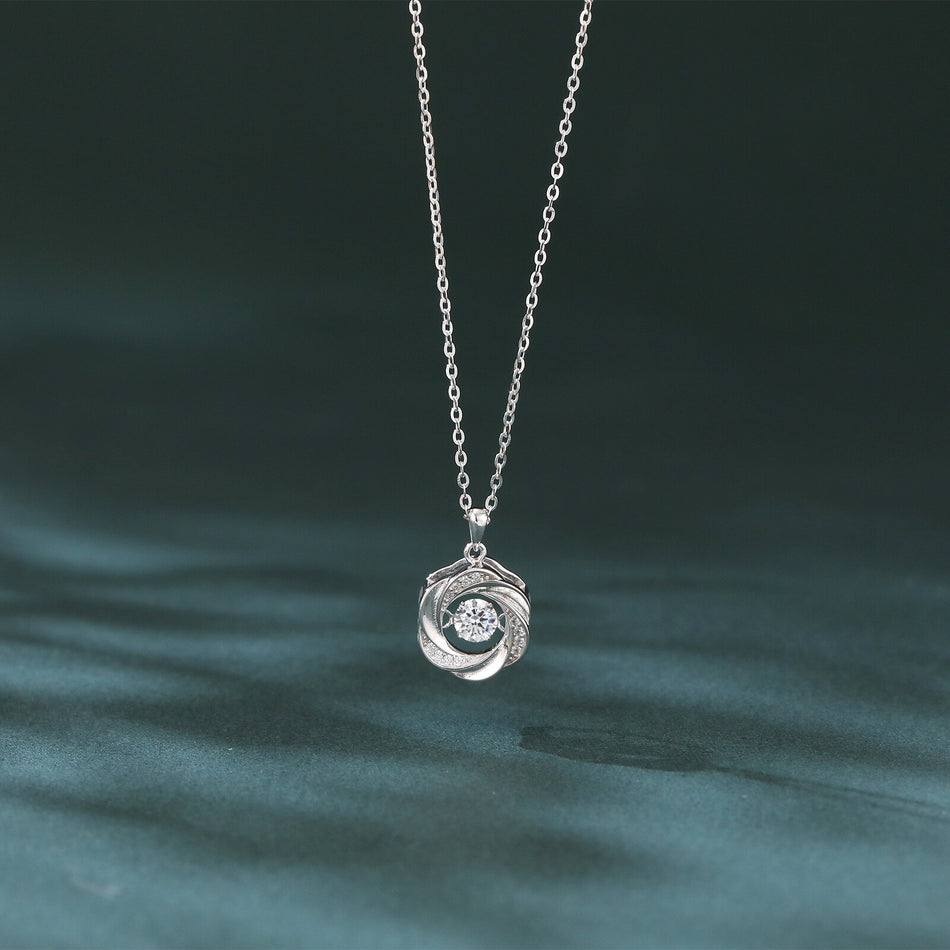 925 Sterling Silver Elegant Silver Zircon Pendant Necklace With Twisted Design – Timeless Luxury Jewelry
