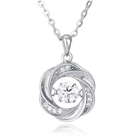 925 Sterling Silver Elegant Silver Zircon Pendant Necklace With Twisted Design – Timeless Luxury Jewelry