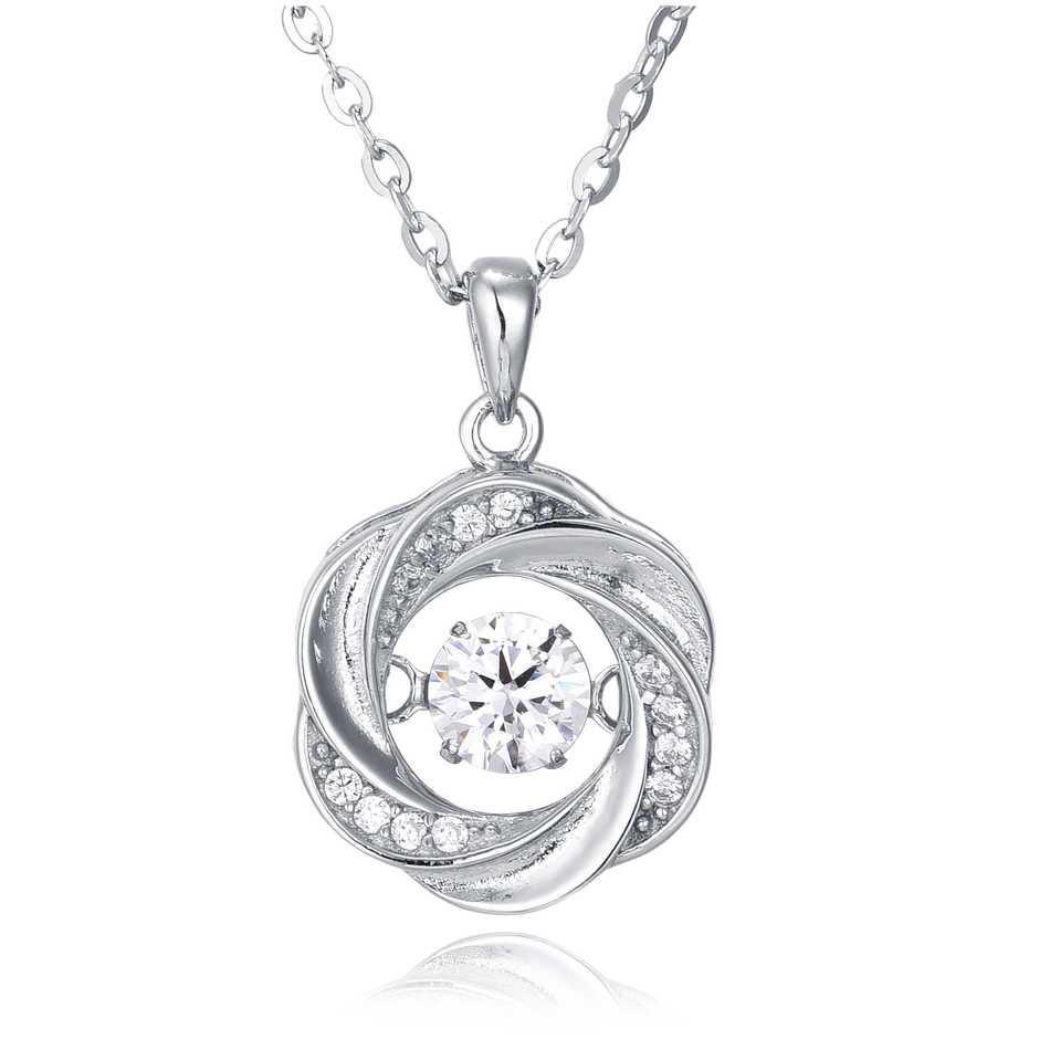 925 Sterling Silver Elegant Silver Zircon Pendant Necklace With Twisted Design – Timeless Luxury Jewelry