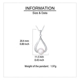 925 Sterling Silver Elegant Pearl & Zircon Teardrop Pendant Necklace In Sterling Silver