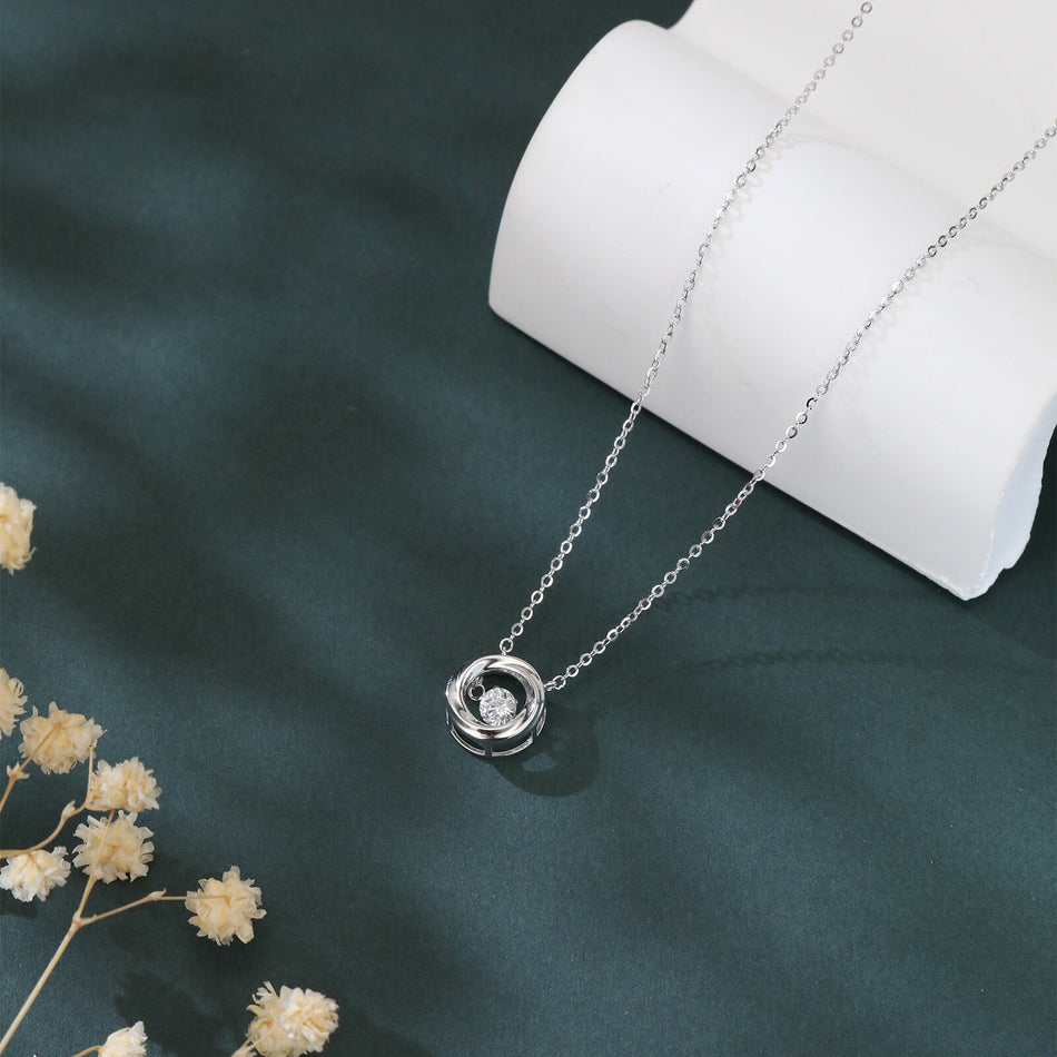 925 Sterling Silver Elegant Zircon Solitaire Pendant Necklace In Sterling Silver