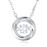 925 Sterling Silver Elegant Zircon Solitaire Pendant Necklace In Sterling Silver