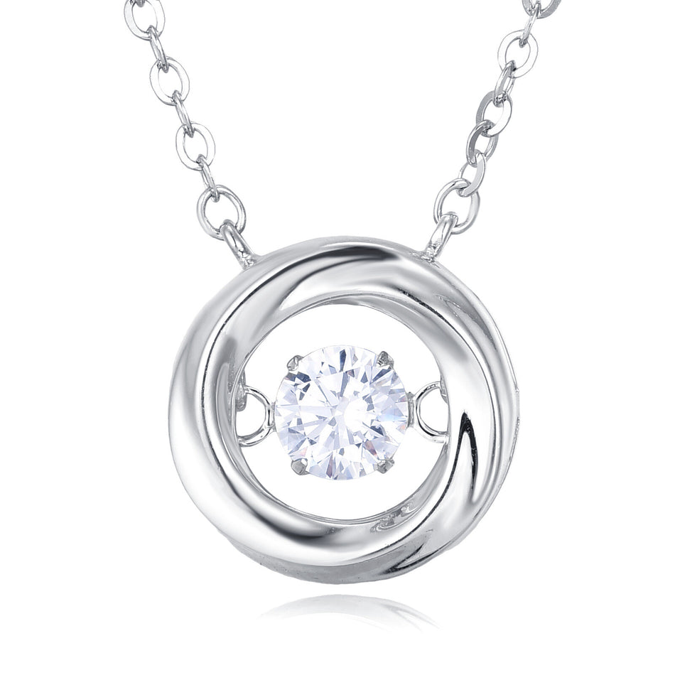 925 Sterling Silver Elegant Zircon Solitaire Pendant Necklace In Sterling Silver