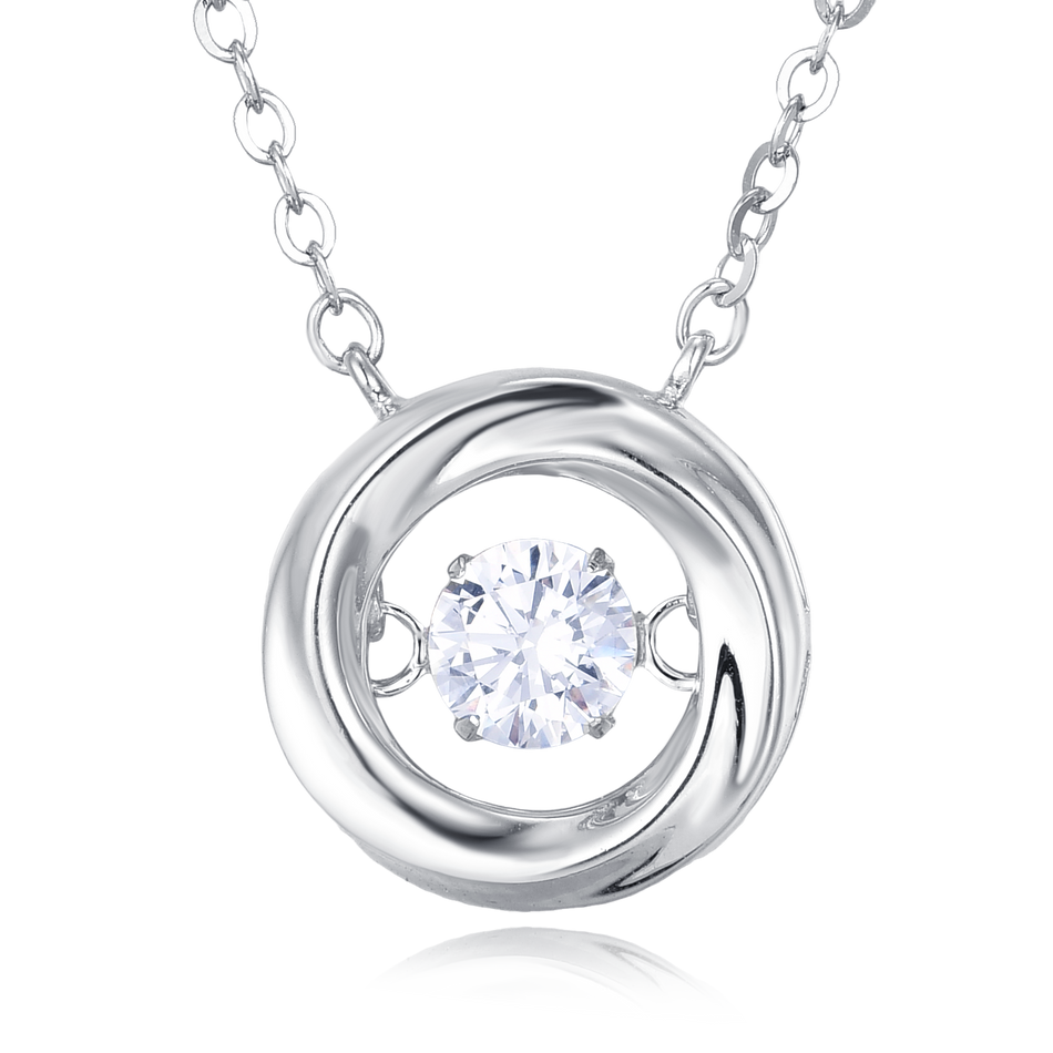 925 Sterling Silver Elegant Zircon Solitaire Pendant Necklace In Sterling Silver