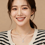 925 Sterling Silver Elegant Zircon Pendant Necklace With Silver Chain