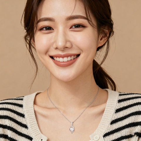 925 Sterling Silver Elegant Zircon Pendant Necklace With Silver Chain