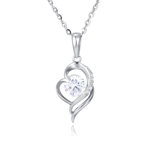 925 Sterling Silver Elegant Zircon Pendant Necklace With Silver Chain