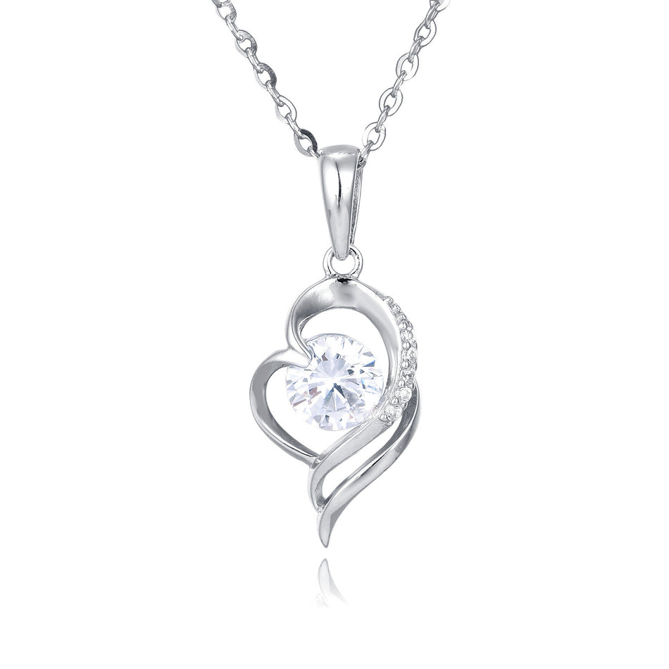 925 Sterling Silver Elegant Zircon Pendant Necklace With Silver Chain