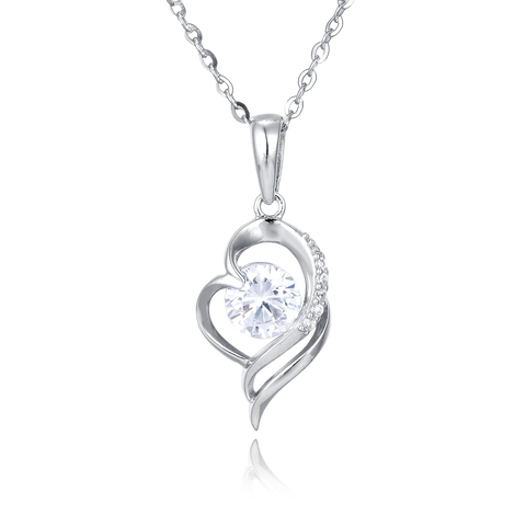 925 Sterling Silver Elegant Zircon Pendant Necklace With Silver Chain
