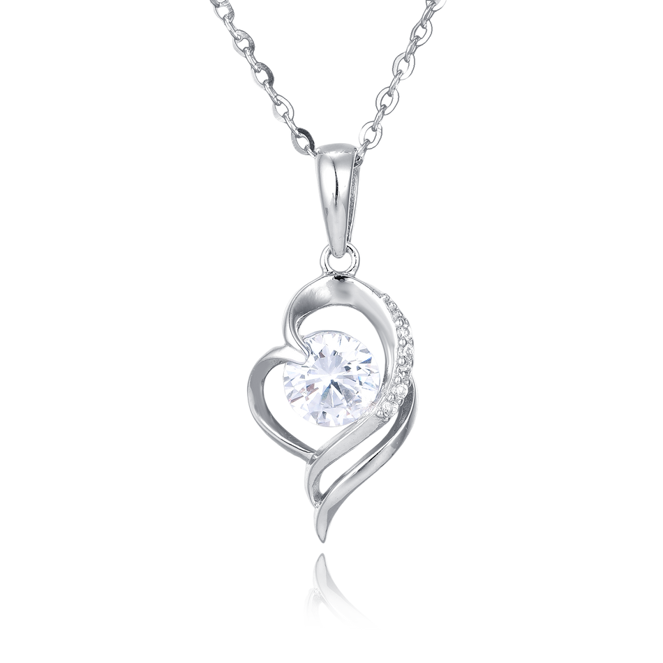 925 Sterling Silver Elegant Zircon Pendant Necklace With Silver Chain