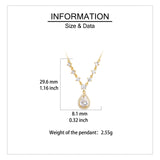 925 Sterling Silver Elegant Plated With Gold Necklace With Teardrop Zircon Pendant And Sparkling Chain Accents