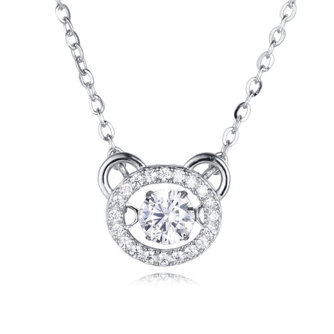 925 Sterling Silver Elegant Zircon Halo Interlocking Circles Sterling Silver Necklace