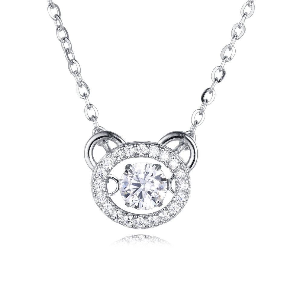 925 Sterling Silver Elegant Zircon Halo Interlocking Circles Sterling Silver Necklace