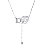 925 Sterling Silver Elegant Silver Heart Moissanite Necklace With Brand Initials