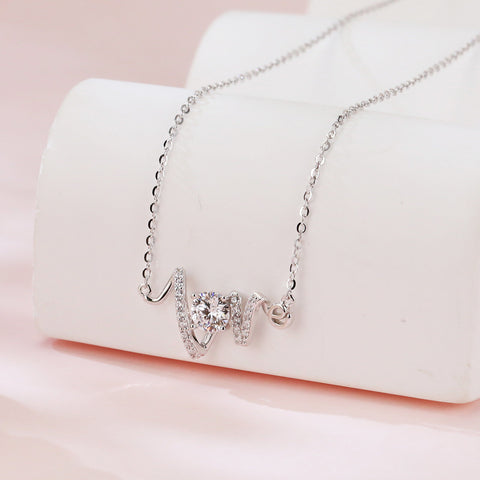 925 Sterling Silver Elegant Moissanite Necklace With Love Pendant: Timeless Elegance In Every Sparkle