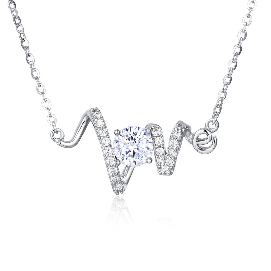 925 Sterling Silver Elegant Moissanite Necklace With Love Pendant: Timeless Elegance In Every Sparkle
