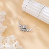 925 Sterling Silver Elegant Moissanite Floral Necklace: Sparkling Luxury Jewelry Piece