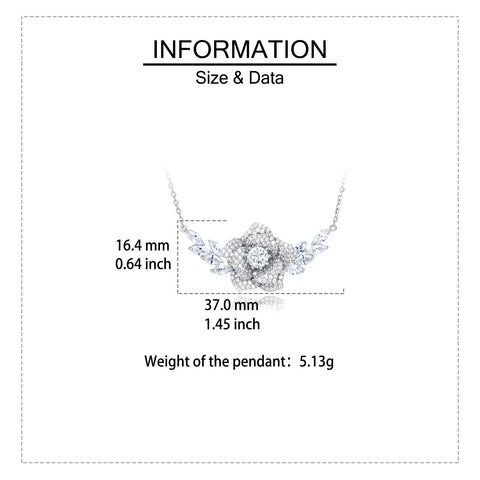 925 Sterling Silver Elegant Moissanite Floral Necklace: Sparkling Luxury Jewelry Piece