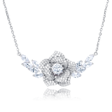 925 Sterling Silver Elegant Moissanite Floral Necklace: Sparkling Luxury Jewelry Piece