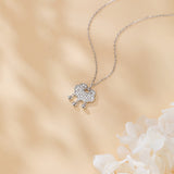 925 Sterling Silver Elegant Moissanite Butterfly Pendant Necklace With Dangling Spheres
